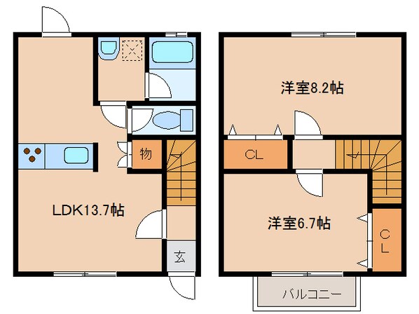 吉富駅 車移動5分  2km 1-2階の物件間取画像